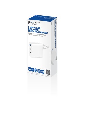 Ewent EW1323 Caricabatterie per dispositivi mobili Universale Bianco AC Ricarica rapida Interno