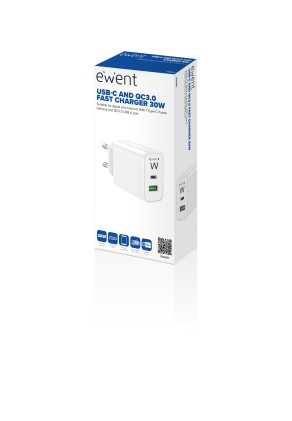 Ewent EW1325 Caricabatterie per dispositivi mobili Universale Bianco AC Ricarica rapida Interno