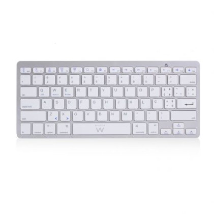 Ewent EW3119 tastiera Casa Bluetooth QWERTY Portoghese Argento, Bianco