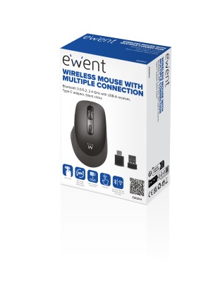 Ewent Mouse Wireless Multi connessione, tasti silenziosi e Adattatore Type-C