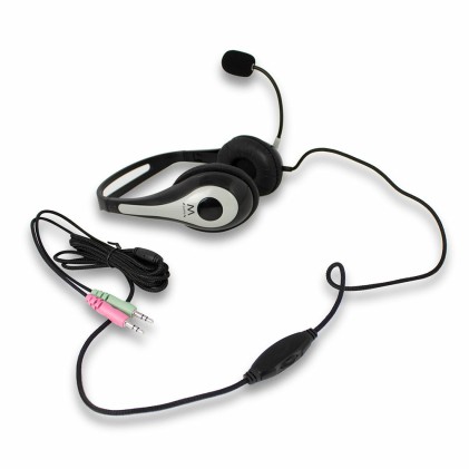 Ewent EW3562 cuffia e auricolare Cablato A Padiglione Musica e Chiamate Nero, Argento