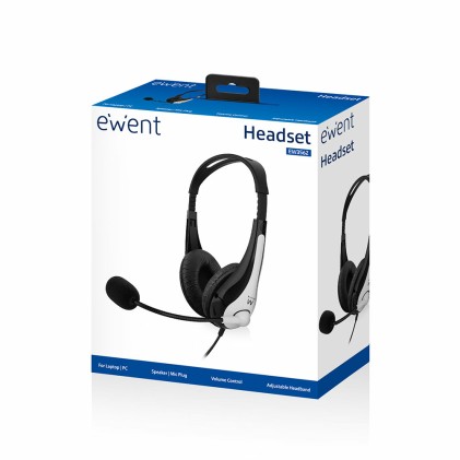 Ewent EW3562 cuffia e auricolare Cablato A Padiglione Musica e Chiamate Nero, Argento