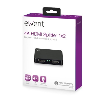 Ewent EW3720 ripartitore video HDMI 2x HDMI