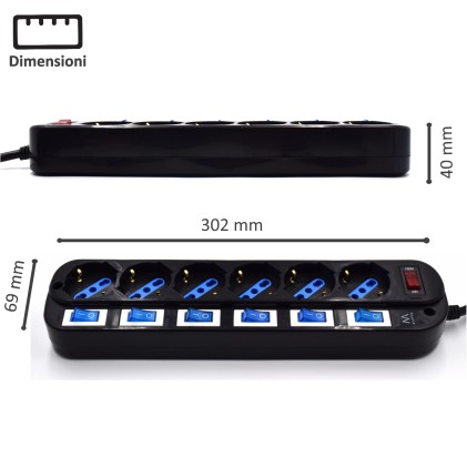 Ewent EW3850 protezione da sovraccarico Nero 6 presa(e) AC 220 V 1,5 m