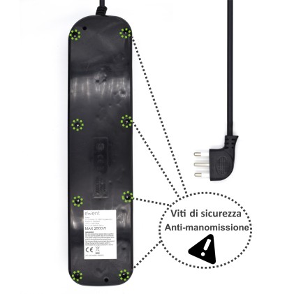 Ewent EW3850 protezione da sovraccarico Nero 6 presa(e) AC 220 V 1,5 m