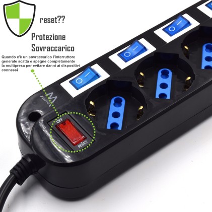 Ewent EW3850 protezione da sovraccarico Nero 6 presa(e) AC 220 V 1,5 m