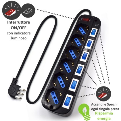 Ewent EW3850 protezione da sovraccarico Nero 6 presa(e) AC 220 V 1,5 m