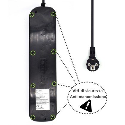 Ewent EW3851 protezione da sovraccarico Nero 6 presa(e) AC 220 V 1,5 m