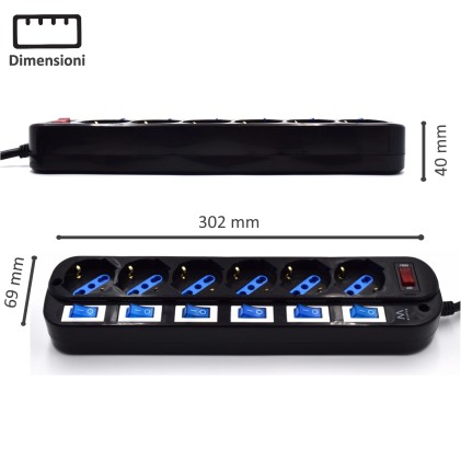 Ewent EW3851 protezione da sovraccarico Nero 6 presa(e) AC 220 V 1,5 m