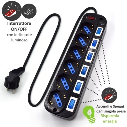 Ewent EW3851 protezione da sovraccarico Nero 6 presa(e) AC 220 V 1,5 m