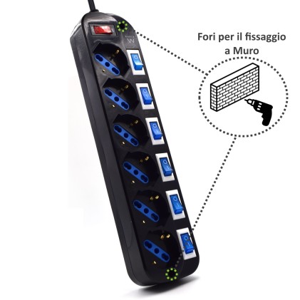 Ewent EW3851 protezione da sovraccarico Nero 6 presa(e) AC 220 V 1,5 m