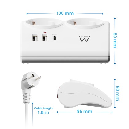 Ewent EW3870 prolunghe e multiple 1,5 m 3 presa(e) AC Interno Bianco