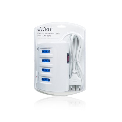 Ewent EW3934 prolunghe e multiple 2 m 5 presa(e) AC Interno Blu, Bianco