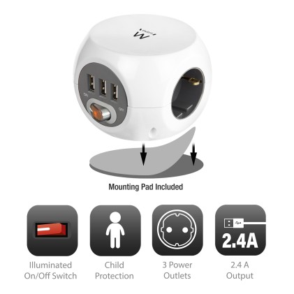 Ewent EW3939 prolunghe e multiple 1,5 m 3 presa(e) AC Interno Bianco