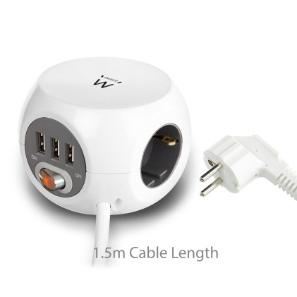 Ewent EW3939 prolunghe e multiple 1,5 m 3 presa(e) AC Interno Bianco