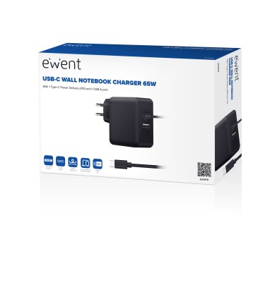 Ewent EW3978 Caricabatterie per dispositivi mobili Computer portatile Nero AC Ricarica rapida Interno