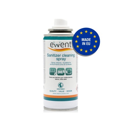 Ewent Spray Desinfectante para Superficies - 400ml - Formula con Detergente - Antiolores - Color Transparente