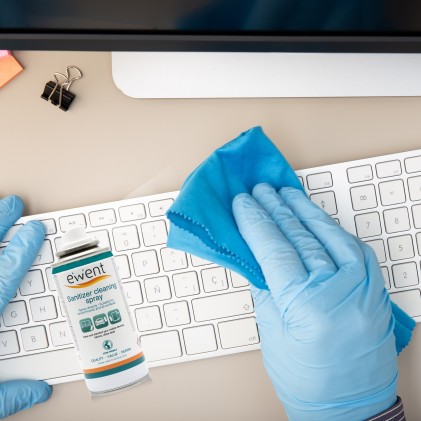 Ewent Spray Desinfectante para Superficies - 400ml - Formula con Detergente - Antiolores - Color Transparente