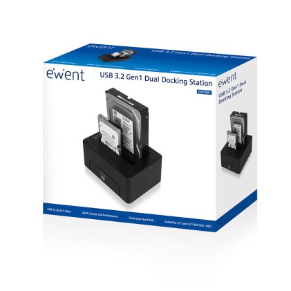 Ewent EW7014 docking station per unità di archiviazione USB 3.2 Gen 1 (3.1 Gen 1) Type-A Nero