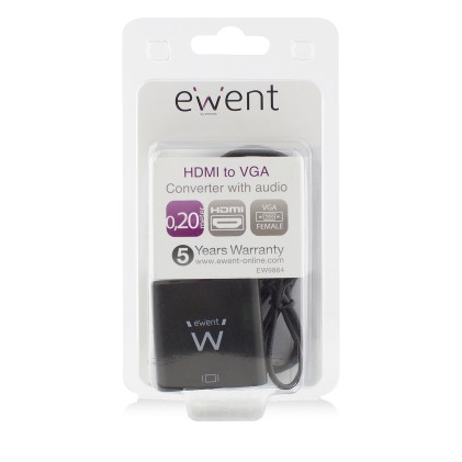 Ewent EW9864 cavo e adattatore video 0,2 m HDMI VGA, 3.5mm Nero