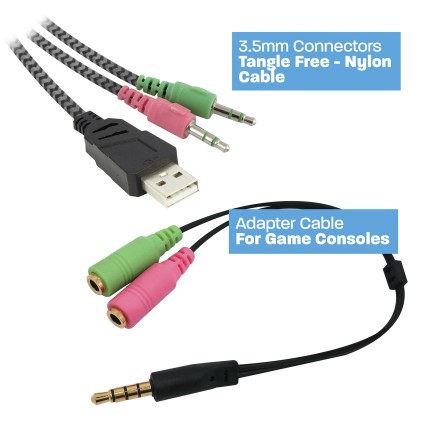 Ewent Play PL3321 Auricolare Cablato A Padiglione Gaming Nero