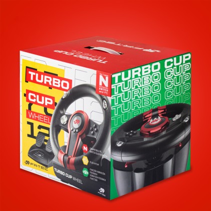 FR-TEC Turbo cup Nero, Rosso Sterzo + Pedali Nintendo Switch, Nintendo Switch Lite, PC