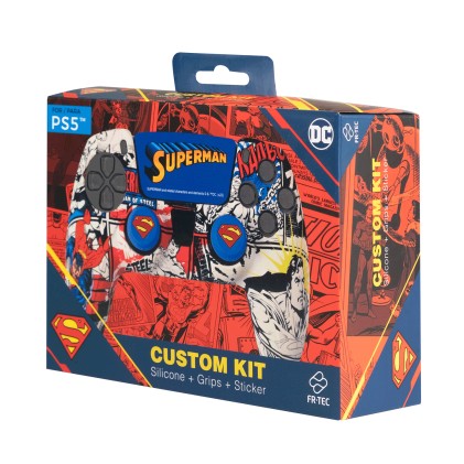 Custodia in silicone FR-TEC + impugnature Superman per Dualsense - Adesivo touchpad - Vari colori