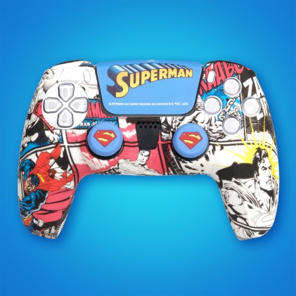 Custodia in silicone FR-TEC + impugnature Superman per Dualsense - Adesivo touchpad - Vari colori