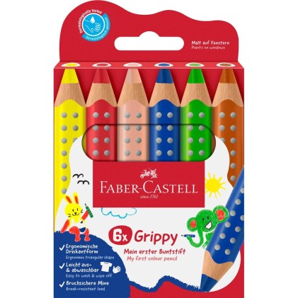 Faber-Castell 110630 pastello colorato Blu, Verde, Arancione, Rosa, Rosso, Giallo 6 pz