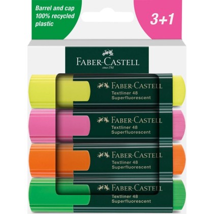 Faber-Castell Textliner 48 evidenziatore 4 pz Verde, Arancione, Rosa, Giallo