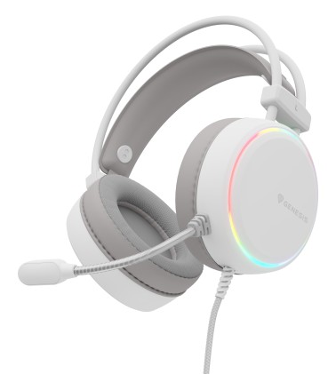 GENESIS Neon 613 G2 White Auricolare Cablato A Padiglione Gaming USB tipo A Bianco