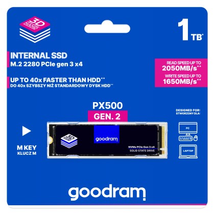 Ssd M.2 1Tb 2280 Pcie Nvme Px500 R/W 2050/1650