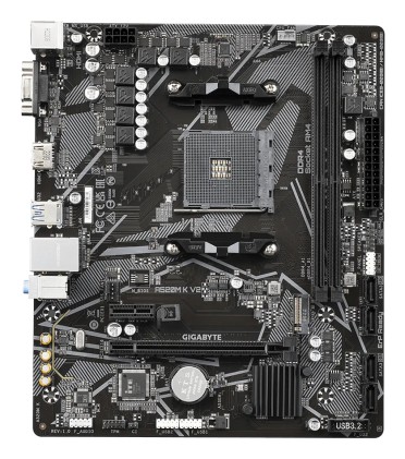 GIGABYTE Scheda madre A520M K V2 - Supporta CPU AMD Ryzen serie 5000 AM4, fino a 5100MHz DDR4 (OC), PCIe Gen3 x4 M.2, LAN GbE, USB 3.2 Gen 1