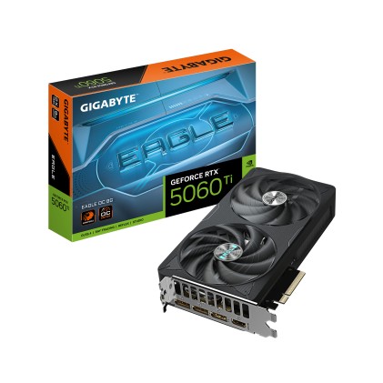 GIGABYTE GeForce RTX 5060 Ti EAGLE OC 8G Scheda Grafica &ndash; 8 GB GDDR7, 128 bit, PCI-E 5.0, 2617 MHz Frequenza del core, 3 x DisplayPort, 1 x HDMI, GV-N506TEAGLE OC-8GD