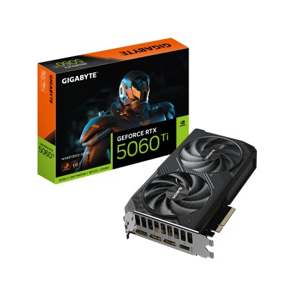 GIGABYTE GeForce RTX 5060 Ti WINDFORCE OC 8G Scheda Grafica &ndash; 8 GB GDDR7, 128 bit, PCI-E 5.0, 2587 MHz Frequenza del core, 3 x DisplayPort, 1 x HDMI, GV-N506TWF2OC-8GD