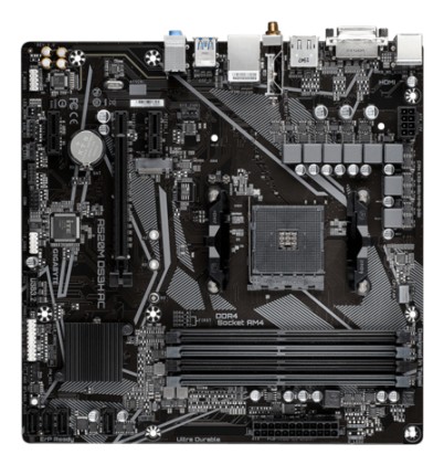 GIGABYTE A520M DS3H AC Scheda Madre - CPU AMD Ryzen Serie 5000, VRM 5+3 fasi, fino a 4733 MHz DDR5 (OC), 1xPCIe 3.0 M.2, LAN GbE, WIFI 5, USB 3.2 Gen 1
