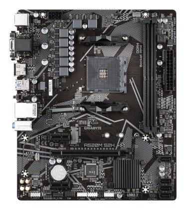 GIGABYTE Scheda madre A520M S2H - Supporta CPU AMD Ryzen serie 5000 AM4, VRM digitale puro 4+3 fasi, fino a 5100MHz DDR4 (OC), PCIe 3.0 x4 M.2, LAN GbE, USB 3.2 Gen 1