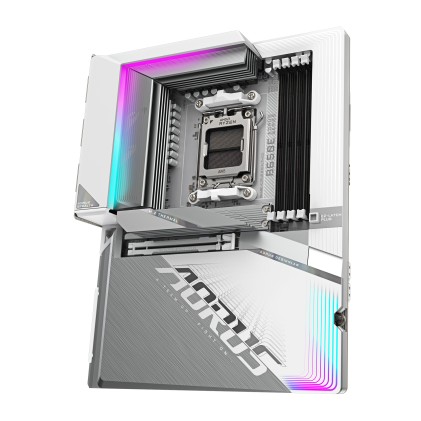 GIGABYTE Scheda Madre B650E AORUS STEALTH ICE - Supporta CPU AMD Ryzen 9000, VRM a 12+2+2 fasi, fino a 8000MHz DDR5 (OC), 1xPCIe 5.0 M.2 + 3xPCIe 4.0 M.2, Wi-Fi 7, LAN 2.5GbE, USB 3.2 Gen 2x2