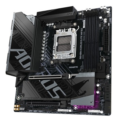 GIGABYTE B840M AORUS ELITE WIFI6E Scheda Madre &ndash; CPU AMD Ryzen 9000, VRM a 10+2+2 fasi, fino a 8200 MHz DDR5 (O.C.), 2 x M.2 PCIe 4.0, Wi-Fi 6E, LAN 2.5 GbE, USB 3.2 Gen 2