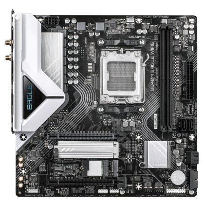GIGABYTE B840M EAGLE WIFI6 Scheda Madre &ndash; CPU AMD Ryzen 9000, VRM a 5+2+2 fasi, fino a 7600 MHz DDR5 (O.C.), 1 x M.2 PCIe 4.0 + 1 x M.2 PCIe 3.0, Wi-Fi 6, LAN 2.5 GbE, USB 3.2 Gen 1
