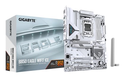 GIGABYTE B850 EAGLE WIFI7 ICE Scheda madre - CPU AMD Ryzen serie 9000, VRM digitale a 8+2+2 fasi, fino a 8200 MHz DDR5 (O.C.), 1x M.2 PCIe 5.0 + 2x M.2 PCIe 4.0, Wi-Fi 7, LAN 2.5 GbE, USB 3.2 Gen 2