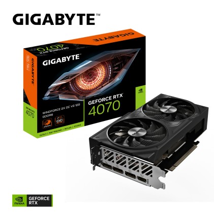 GIGABYTE Scheda Grafica GeForce RTX 4070 WINDFORCE 2X OC V2 12G - 12GB GDDR6, 192bit, PCI-E 4.0, 2490MHz Core Clock, 3 x DisplayPort 1.4a, 1 x HDMI 2.1a, NVIDIA DLSS 3, GV-N4070WF2OCV2-12GD