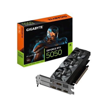 GIGABYTE GeForce RTX 5050 OC Low Profile 8G Scheda Grafica - 8GB GDDR6, 128bit, PCI-E 5.0, 2587MHz Frequenza core, 2 x DP, 2 x HDMI, NVIDIA DLSS 4, GV-N5050OC-8GL