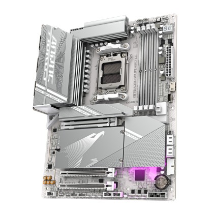 GIGABYTE Scheda madre X870 A ELITE WF7 ICE - Supporta CPU AMD Ryzen 9000, VRM digitale a 16+2+2 fasi, fino a 8000MHz DDR5 (OC), 4xPCIe 5.0 + 4xM.2, Wi-Fi 7, LAN 2.5GbE, USB 3.2 Gen 2x2