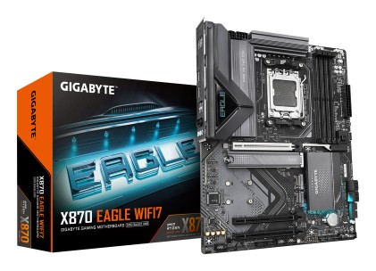 GIGABYTE X870 EAGLE WIFI7 Scheda Madre - Supporta CPU AMD Ryzen 9000, VRM a 14+2+2 fasi, fino a 8000MHz DDR5 (OC), 4xPCIe 5.0 + 3xM.2, Wi-Fi 7, LAN 2.5GbE, USB 3.2 Gen 2x2
