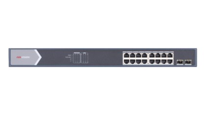 Hikvision Switch 16 Port Gigabit Unmanaged Poe Switch 2 Gigabit Sfp Uplink Ports, 802.3Af/At, Poe Po