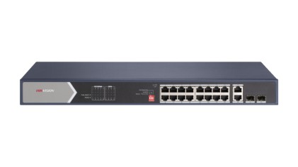 Hikvision Switch 20-Port Gigabit Unmanaged Hi-Poe Switch 16 Gigabit Rj45 Poe Ports, 2 Gigabit Rj45,