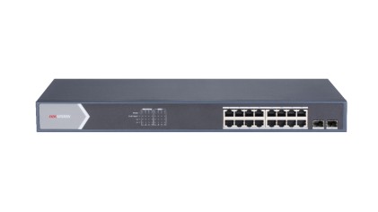 Hikvision Switch 16 Port Gigabit Smart Poe Switch 16 Gigabit Poe Ports, 2 Gigabit Sfp Ports,  802.3A