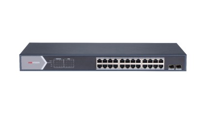 Hikvision Switch 24 Port Gigabit Smart Poe Switch 24 Gigabit Poe Ports, 2 Gigabit Sfp Ports,  802.3A