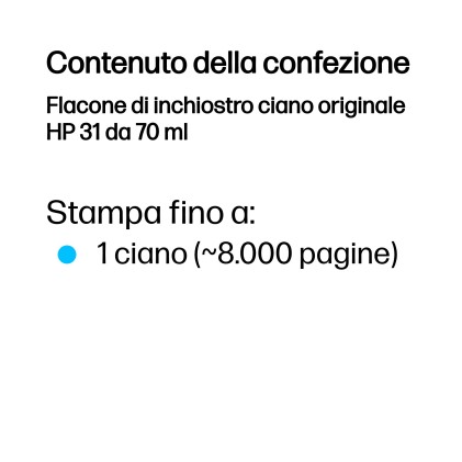 Originale HP 31 70-ml Cyan Original Ink Bottle Originale